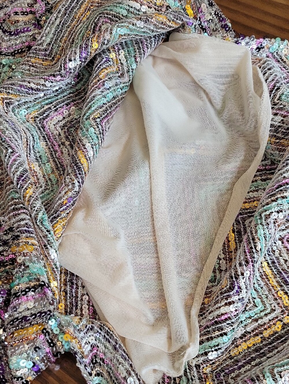 ZARA Limited Edition Sequin Long Sleeve Chevron Midi Dress | Size: L - Picture 13 of 16